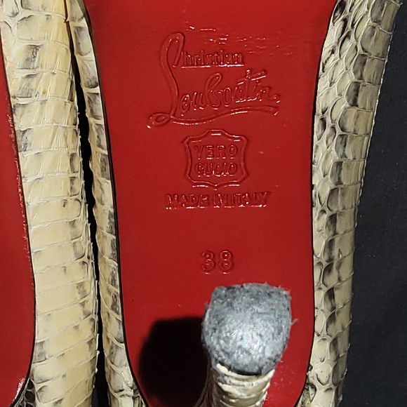 White Python "Red Bottom" Pumps - Picture 4 of 8